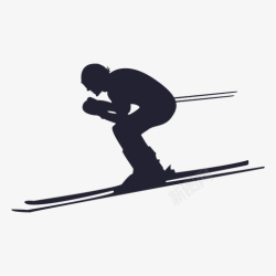 滑雪冲刺剪影素材
