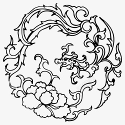 国潮凤凰传统图案圆形标13素材