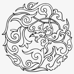 国潮传统图案圆形标花纹素材