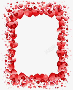 情人节多层红色爱心边框素材