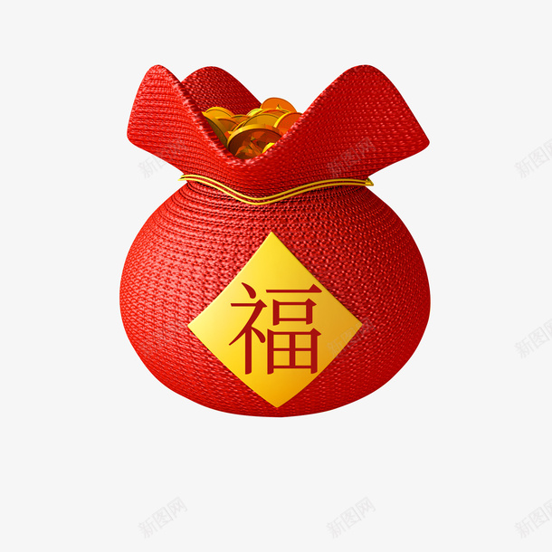 好运鸿运新年立体C4d福袋psd免抠素材_新图网 https://ixintu.com 立体 新年 福袋 三维 C4d 发财福袋