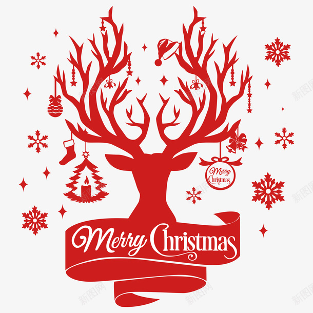 圣诞节装饰麋鹿圣诞png免抠素材_新图网 https://ixintu.com 圣诞节 麋鹿装饰 圣诞 雪花