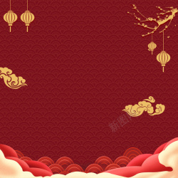 红色春节新年喜庆节日祥云中国风红色背景主图高清图片