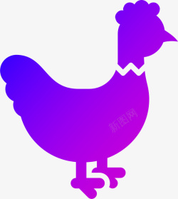 蓝紫色渐变母鸡矢量放大方便素材
