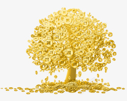 金色树高清PNG摇钱树金币铜钱高清图片