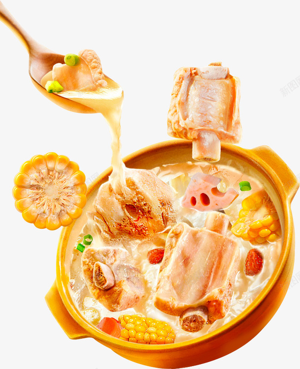 排骨玉米汤美食png免抠素材_新图网 https://ixintu.com 排骨 玉米 汤 美食