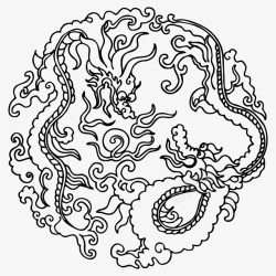 国潮中国龙传统图案圆形标07素材