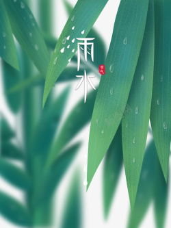 雨水艺术字节气手绘植物装饰元素图素材