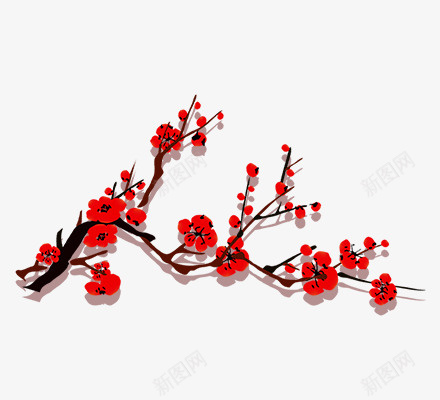 好看的红色梅花png免抠素材_新图网 https://ixintu.com 梅花 红色 装饰 冬天 植物