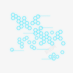 蓝色六边形科技元素装饰素材