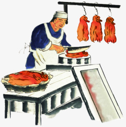 手绘烤鸭烤鸭卡通素材高清图片
