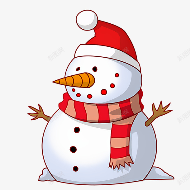 一个戴着圣诞帽的雪人png免抠素材_新图网 https://ixintu.com 雪人 冬天 卡通 雪天