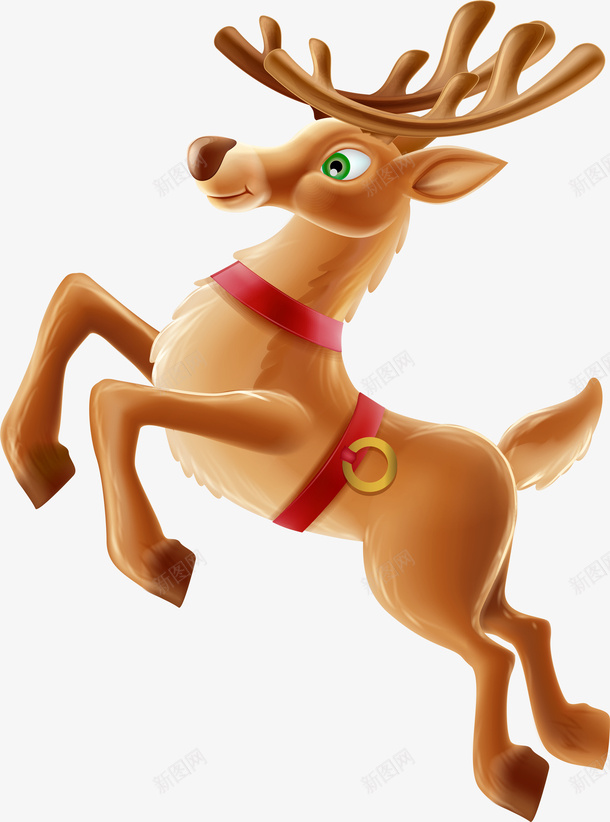 一只跃起的麋鹿png免抠素材_新图网 https://ixintu.com 圣诞节 麋鹿 过节 喜庆