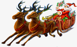 圣诞老人和两只奔跑的麋鹿素材