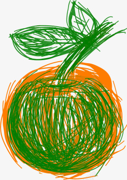 水果涂鸦手绘涂鸦绿色橙色水果高清图片