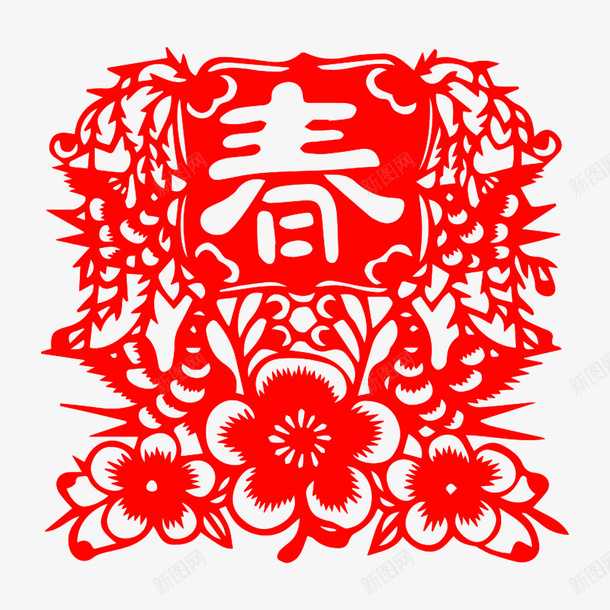 新春红色剪纸png免抠素材_新图网 https://ixintu.com 新春 新年 剪纸 梅花