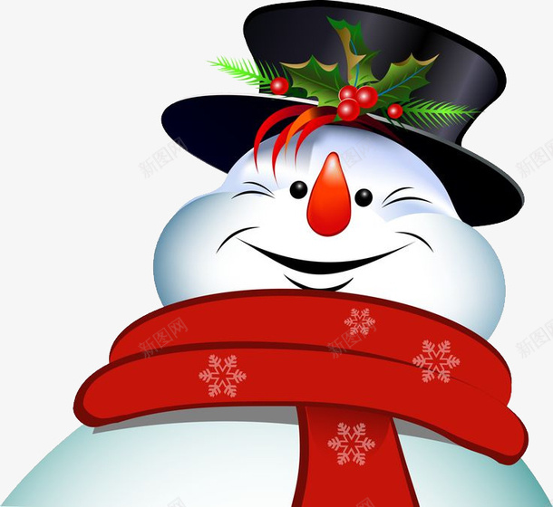一个带着红围脖的雪人png免抠素材_新图网 https://ixintu.com 雪人 冬天 卡通 雪天