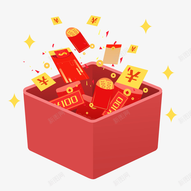 红包礼盒钞票png免抠素材_新图网 https://ixintu.com 红包 礼盒 钞票 箱子