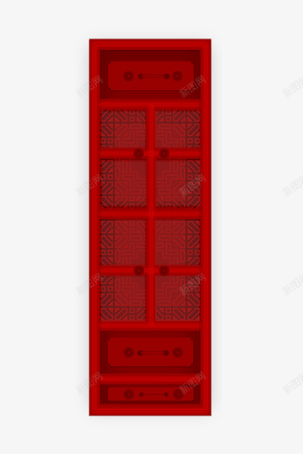 中式风柜子红色png免抠素材_新图网 https://ixintu.com 柜子 矩形 中式 中国风 窗户