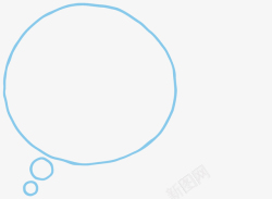 蓝色云朵型语言气泡蓝色圆形线条语言气泡框高清图片