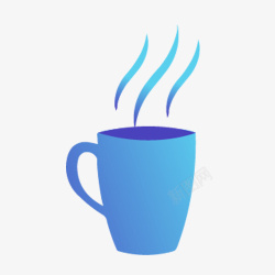 茶杯标志几何水杯蓝色茶杯高清图片
