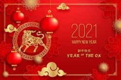 金色牛年新年红色喜庆海报高清图片