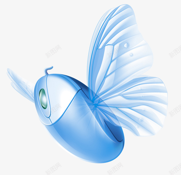 长翅膀的蓝鼠标png免抠素材_新图网 https://ixintu.com 半透明 科技 网速 翅膀 蝉翼 飞速 鼠标 鼠标样式