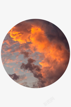 橙色圆圆形图标彩色云层png高清图片