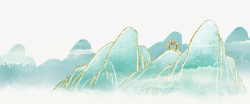 中国风山水插画抠图素材
