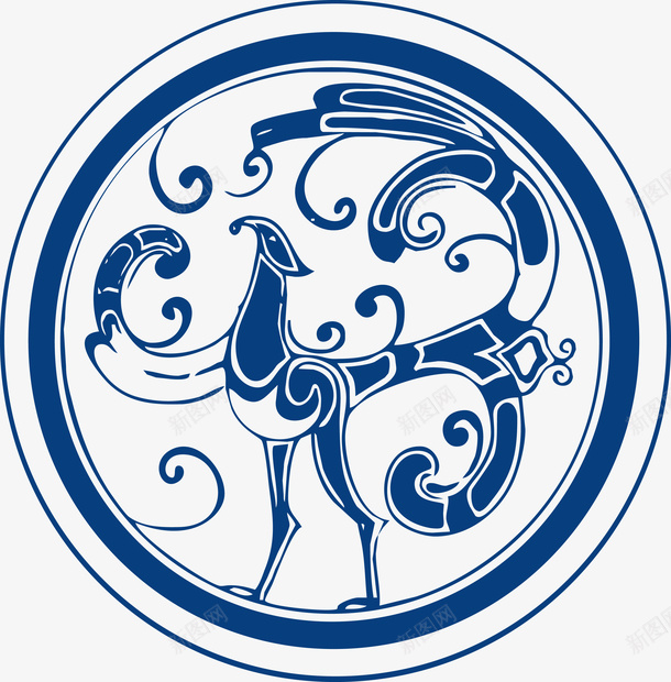 中国古代青花图png免抠素材_新图网 https://ixintu.com 青花 中国 古风 凤