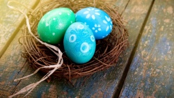 蓝色彩蛋素材矢量图三个蓝色的复活节彩蛋高清图片