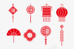 扁平中国风新年装饰元素素材