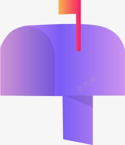 紫色几何矩形邮箱素材