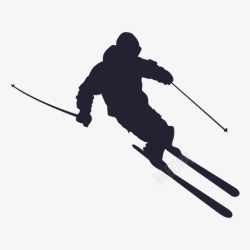 运动极限滑雪剪影拐弯高清图片
