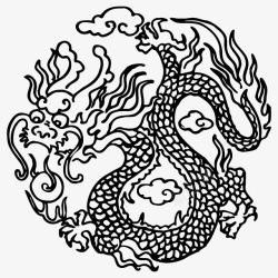 国潮中国龙传统图案圆形标09素材