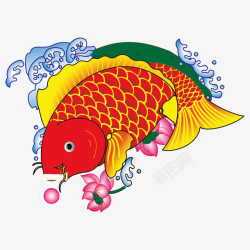 锂鱼春节元素新年传统文化金色锂鱼高清图片