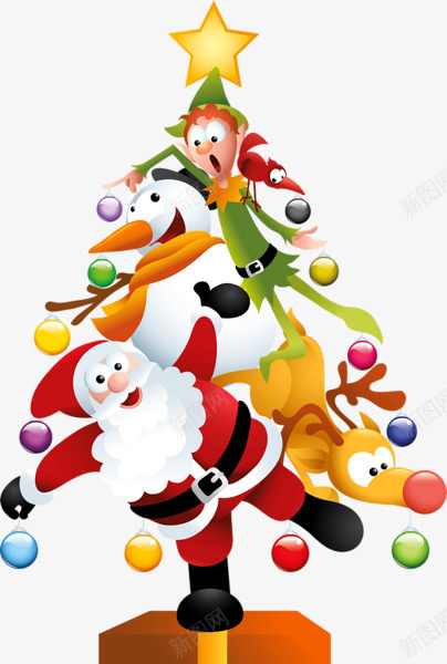 卡通圣诞树圣诞老人png免抠素材_新图网 https://ixintu.com 卡通圣诞树 圣诞老人 圣诞装饰 氛围