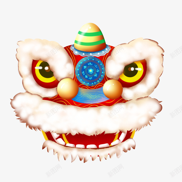 新年喜庆狮头红psd免抠素材_新图网 https://ixintu.com 新年 喜庆 狮头 红