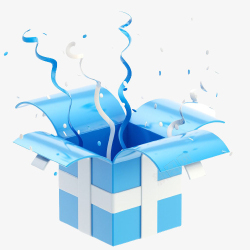 C4D荧光字蓝色礼物盒免抠元素高清图片