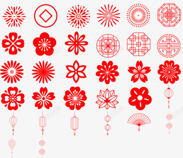 中国风传统红色纹饰png免抠素材_新图网 https://ixintu.com 传统 喜庆 红色 过年