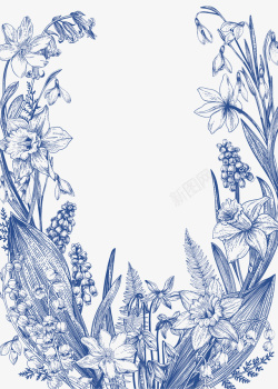 手绘花卉植物欧式边框素材