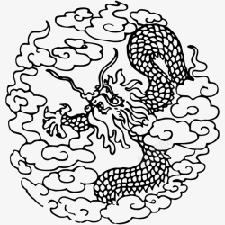 国潮中国龙传统图案圆形标08素材