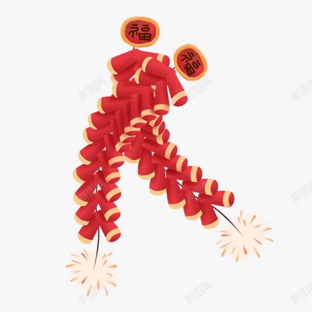 春节鞭炮素材图png免抠素材_新图网 https://ixintu.com 鞭炮 红色 福 春节