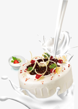 牛奶美味的美味蛋糕草莓高清图片
