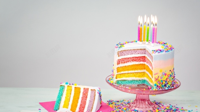 蜡烛彩虹蛋糕背景