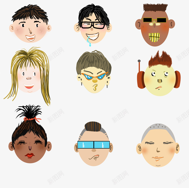 PS插画儿童png免抠素材_新图网 https://ixintu.com 大头秀 儿童素材 外国小孩 卡通