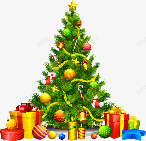 一颗圣诞树和礼物png免抠素材_新图网 https://ixintu.com 圣诞树 礼物 圣诞节 节日