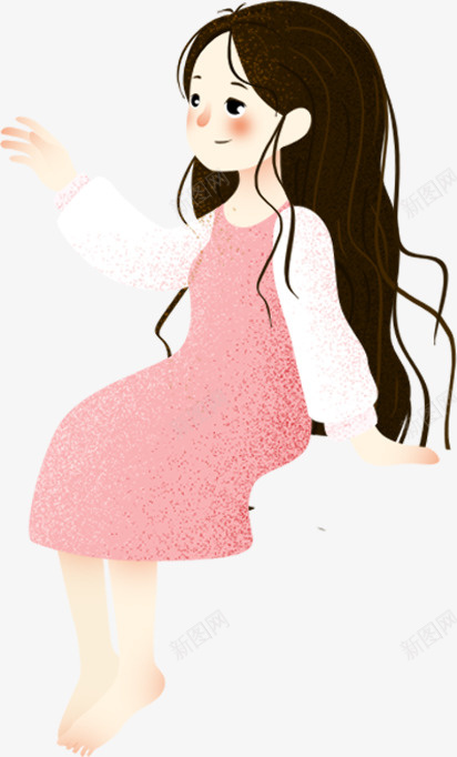 粉色衣服的可爱女孩png免抠素材_新图网 https://ixintu.com 粉色 女孩 可爱 手绘