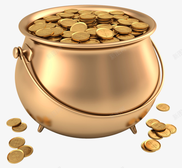 一大桶满满的金币png免抠素材_新图网 https://ixintu.com 金币 很多金币 一大桶 滿