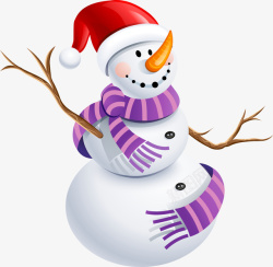戴着圣诞帽圣诞帽雪人戴着紫色围巾高清图片